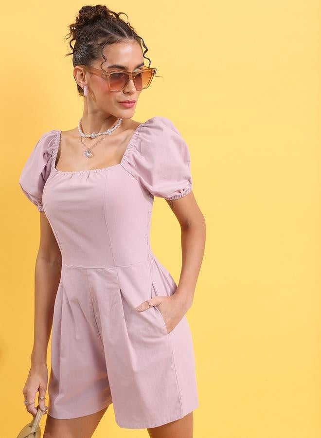 Tokyo Talkies Tokyo Talkies Puff Sleeve Square Neck Pleated Jumpsuit - Image 4