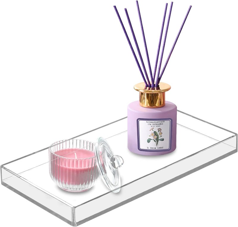 Al Raied ARS® Acrylic Bathroom Tray - Clear Organizer for Cup, Sponge, Soap, and Plant (11.2" x 5.9" x 0.9") - Image 1