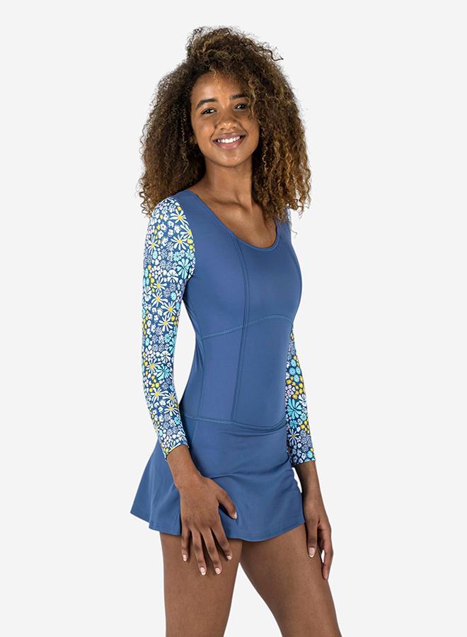 DECATHLON Girls' 1-Piece Swimsuit Audrey Long Sleeves Pantai - Image 1