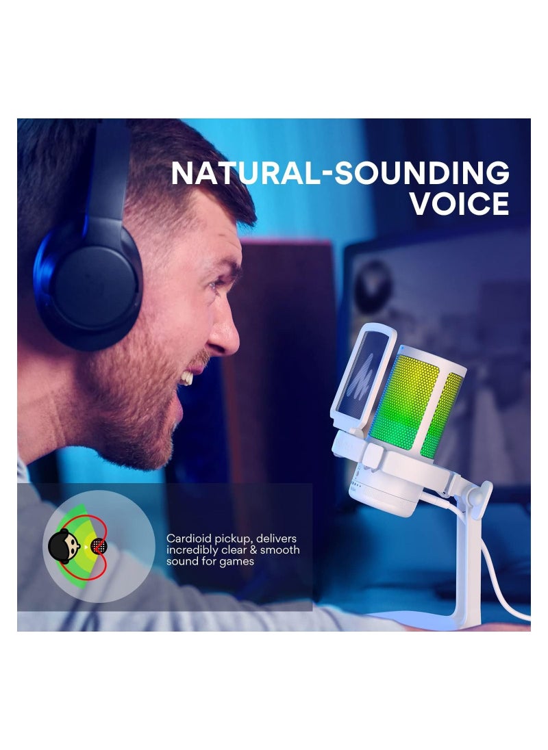 Maono - DGM20 Gaming Microphone for PC with Noise Cancellation USB Condenser Mic for Computer, Mac, Laptop, PS5, RGB Lights, Mute, Gain, Monitoring for Streaming, Podcast, Twitch, YouTube, Discord, GamerWave - Image 1