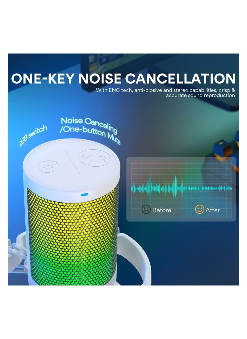 Maono - DGM20 Gaming Microphone for PC with Noise Cancellation USB Condenser Mic for Computer, Mac, Laptop, PS5, RGB Lights, Mute, Gain, Monitoring for Streaming, Podcast, Twitch, YouTube, Discord, GamerWave - Image 1