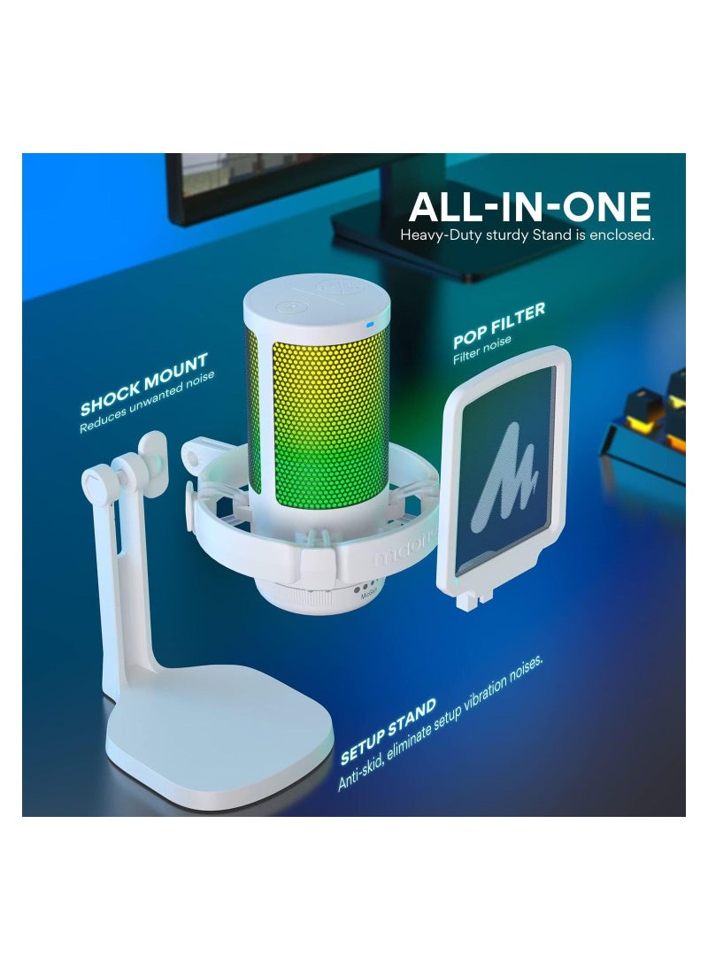 Maono - DGM20 Gaming Microphone for PC with Noise Cancellation USB Condenser Mic for Computer, Mac, Laptop, PS5, RGB Lights, Mute, Gain, Monitoring for Streaming, Podcast, Twitch, YouTube, Discord, GamerWave - Image 1