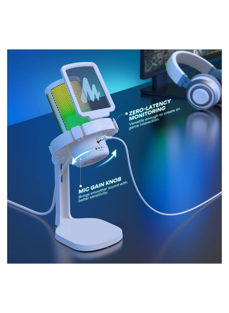 Maono - DGM20 Gaming Microphone for PC with Noise Cancellation USB Condenser Mic for Computer, Mac, Laptop, PS5, RGB Lights, Mute, Gain, Monitoring for Streaming, Podcast, Twitch, YouTube, Discord, GamerWave - Image 1