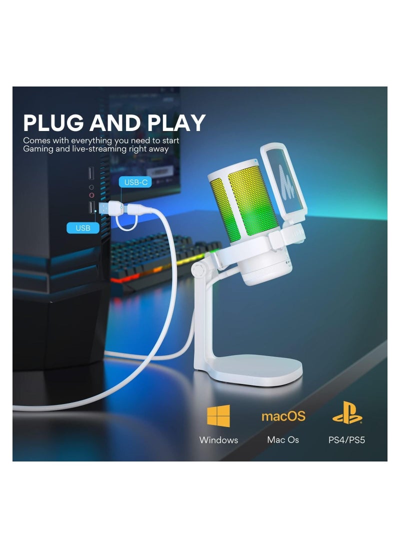 Maono - DGM20 Gaming Microphone for PC with Noise Cancellation USB Condenser Mic for Computer, Mac, Laptop, PS5, RGB Lights, Mute, Gain, Monitoring for Streaming, Podcast, Twitch, YouTube, Discord, GamerWave - Image 1