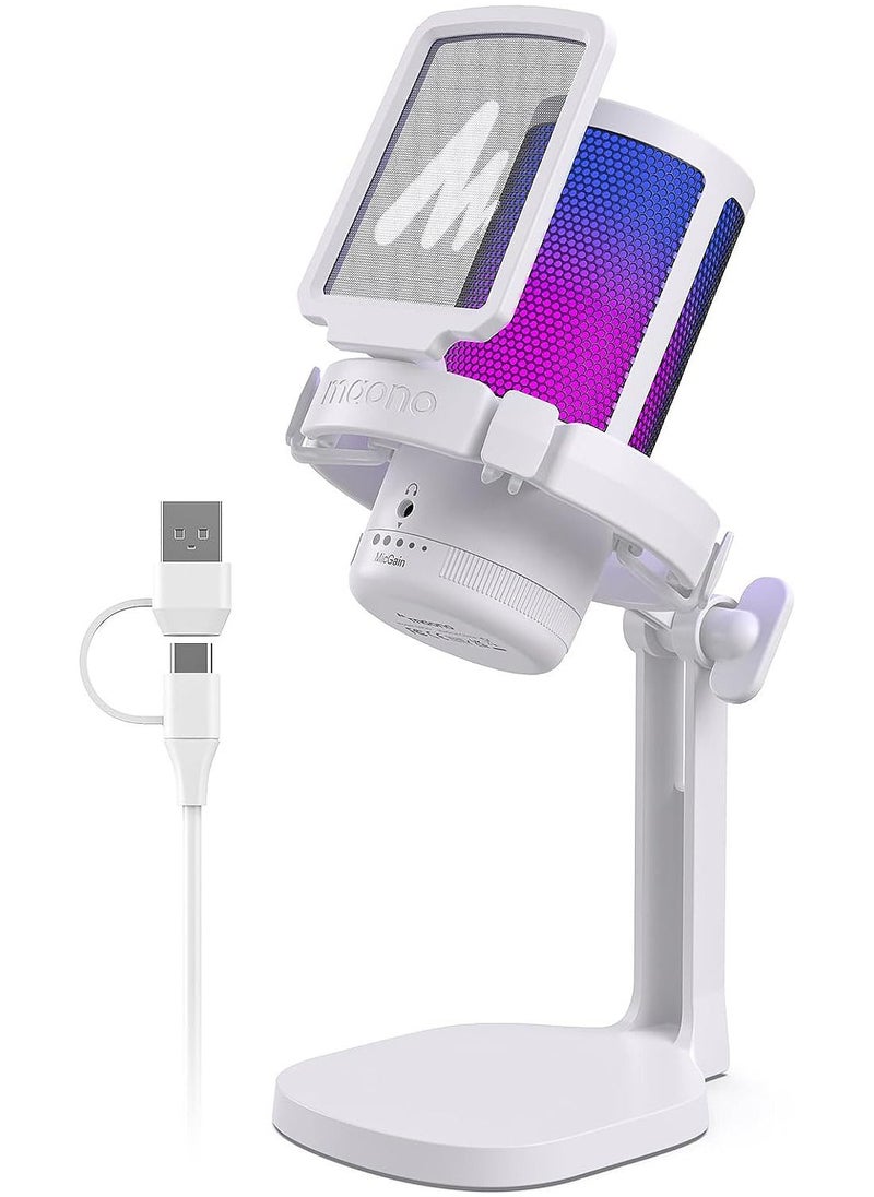 Maono - DGM20 Gaming Microphone for PC with Noise Cancellation USB Condenser Mic for Computer, Mac, Laptop, PS5, RGB Lights, Mute, Gain, Monitoring for Streaming, Podcast, Twitch, YouTube, Discord, GamerWave - Image 1