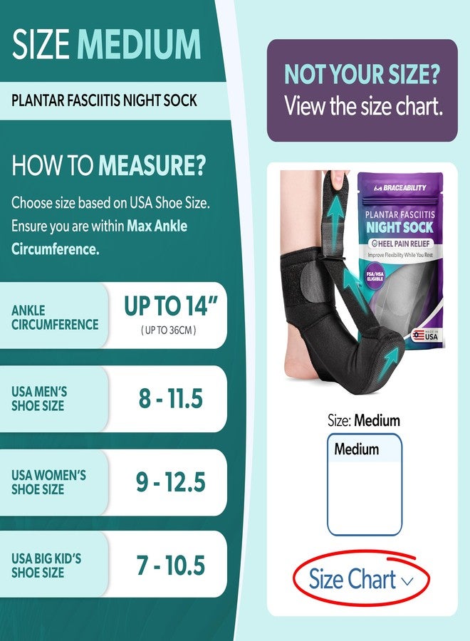 BraceAbility Plantar Fasciitis Relief Night Splint Sock - Soft Achilles Tendonitis Brace for Women and Men, Foot Drop, Planters Facetious Night Sling Boot for Sleeping and Stretching Support (M) - Image 2