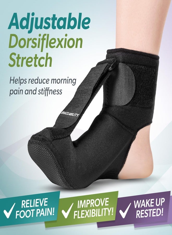 BraceAbility Plantar Fasciitis Relief Night Splint Sock - Soft Achilles Tendonitis Brace for Women and Men, Foot Drop, Planters Facetious Night Sling Boot for Sleeping and Stretching Support (M) - Image 3