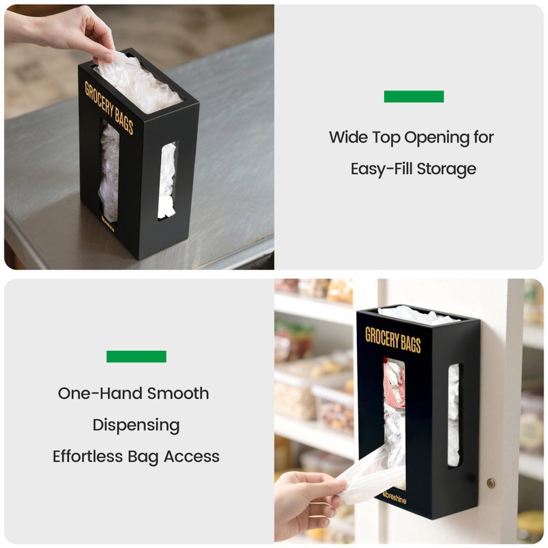 Libreshine Extra Large Black Bamboo Grocery Bag Holder for Plastic Bags, Under Sink Cabinet or Wall Mounted Organizer, Space-Saving Bag Dispenser for Kitchen, Pantry, Laundry Room, Garage - Image 3