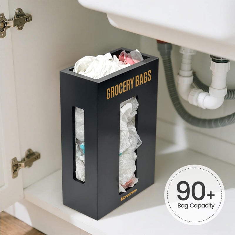 Libreshine Extra Large Black Bamboo Grocery Bag Holder for Plastic Bags, Under Sink Cabinet or Wall Mounted Organizer, Space-Saving Bag Dispenser for Kitchen, Pantry, Laundry Room, Garage - Image 4