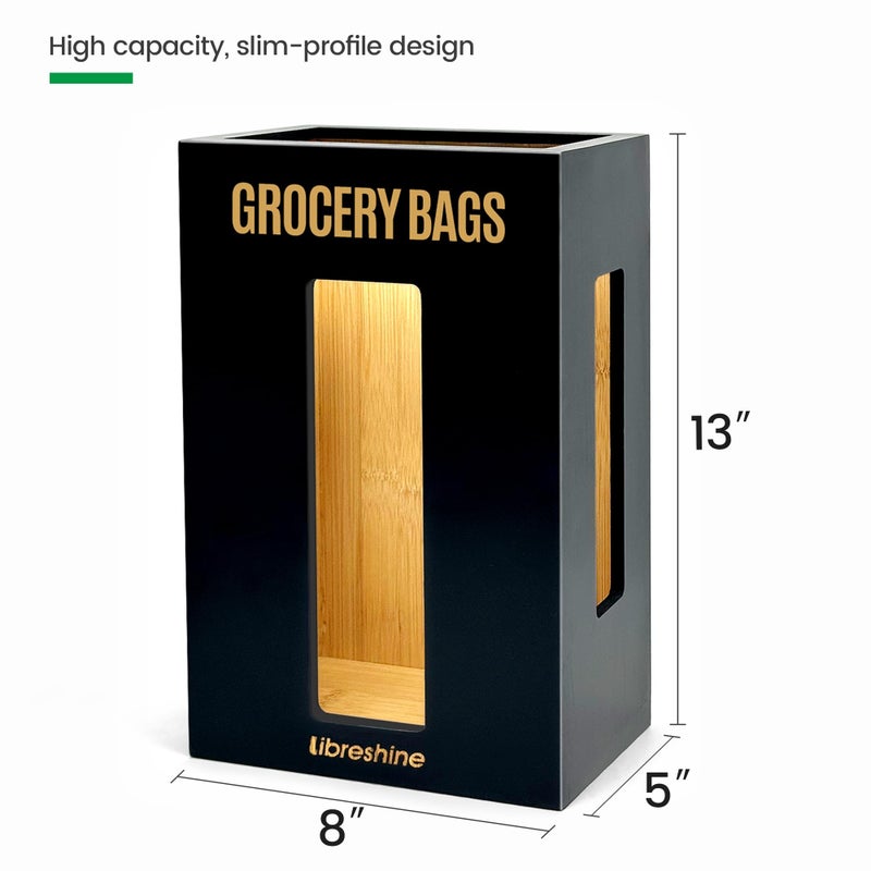 Libreshine Extra Large Black Bamboo Grocery Bag Holder for Plastic Bags, Under Sink Cabinet or Wall Mounted Organizer, Space-Saving Bag Dispenser for Kitchen, Pantry, Laundry Room, Garage - Image 5
