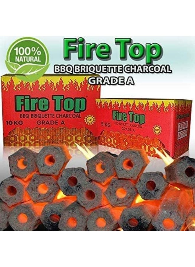ALSAQER Fire Top BBQ Charcoal Briquettes 5 Kg Long Hole Charcoal Black  - Image 3