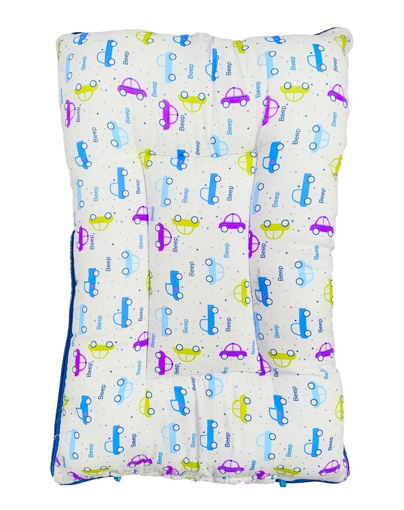 Kid's Charm Kids Charm Car Mini 3 in 1 Babys Cotton Bed Cum Carry Bed Printed Baby Sleeping BagBaby BedInfant Portable for Unisex Easily Portable Light Weight Carry for New Born 04 Months Old Blue - Image 3
