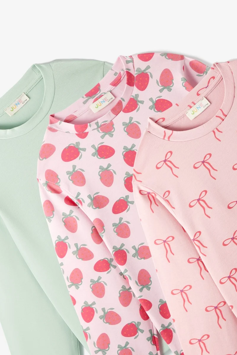جون Girl Child 3-Piece Long Sleeve T-shirt