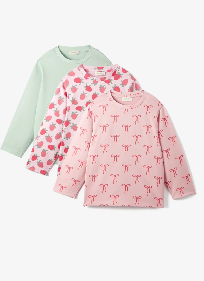جون Girl Child 3-Piece Long Sleeve T-shirt