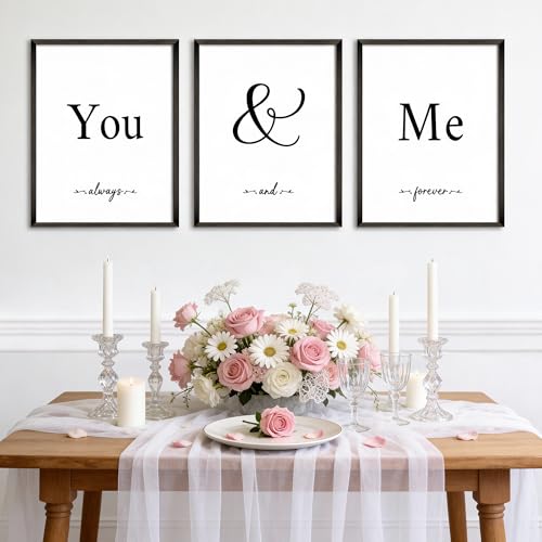 Houmury Set of 3 Framed Wall Decor Farmhouse Wall Art You Me Always and Forever Vintage Bedroom Wall Decors 12x16 White - Image 1