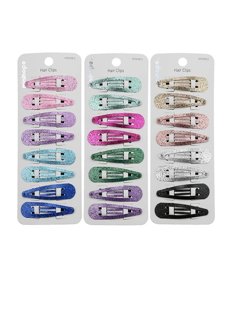 minihope snap hair clips for women, .snap clips for grils,Surface metal flash powder,5cm,24 Count (Pack of 1)â€¦ - Image 1