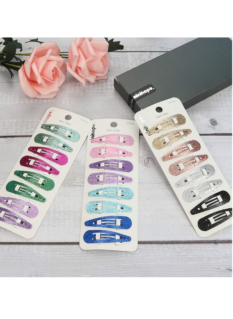 minihope snap hair clips for women, .snap clips for grils,Surface metal flash powder,5cm,24 Count (Pack of 1)â€¦ - Image 3