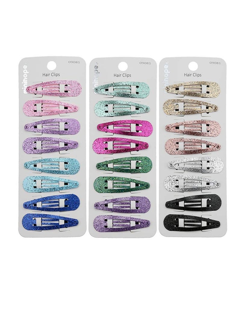 minihope - minihope snap hair clips for women, .snap clips for grils,Surface metal flash powder,5cm,24 Count (Pack of 1)… - Image 1