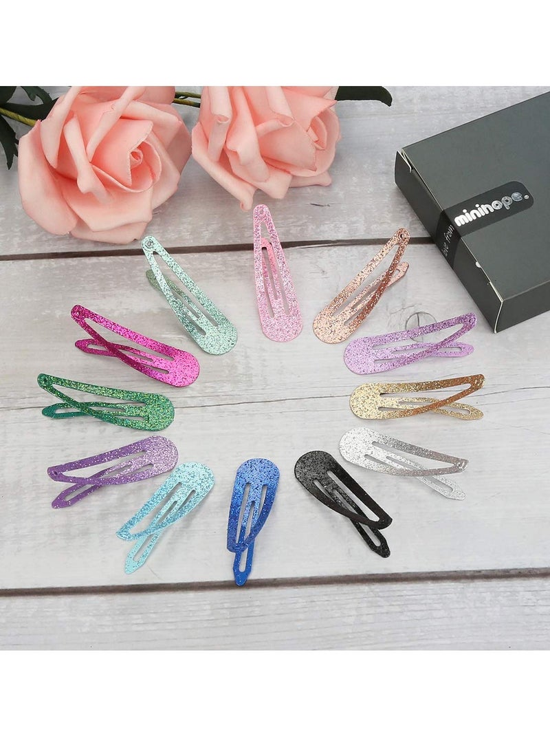 minihope - minihope snap hair clips for women, .snap clips for grils,Surface metal flash powder,5cm,24 Count (Pack of 1)… - Image 1