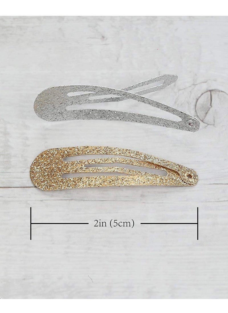 minihope - minihope snap hair clips for women, .snap clips for grils,Surface metal flash powder,5cm,24 Count (Pack of 1)… - Image 1