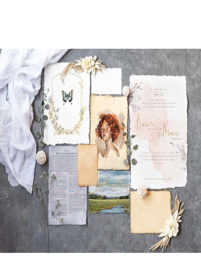 POOJA Handmade Paper Vintage Old Paper Sheets, Pure Handmade. Size- 11X7 inches. Eco Friendly 25 Sheet - Image 3
