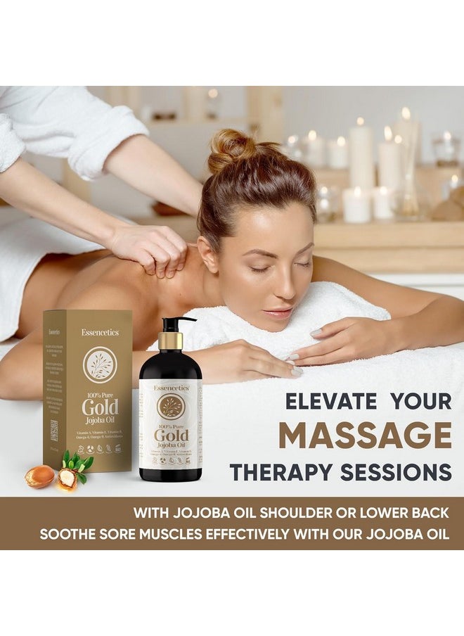 Essencetics Organic Jojoba Oil 16 Oz 100% Pure & Natural Jojoba Massage Oil For Hair Skin Body & Face Natural Cold Pressed Unrefined Jojoba Oil Organic Massage Oil For Massage Therapy  - Image 4