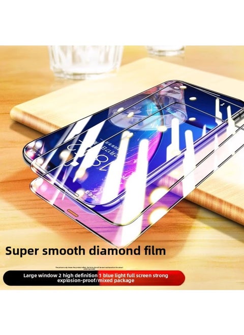 Applicable To Apple XR Tempered Film IPhone15/14/13 Apple X Mobile Phone 11promax Full Screen Coverage 12pro-Colour:Large Window [diamond Glass] Mixed Package [2 Pieces Of High Definition + 1 Piece Of Blu-ray]-Size:iPhone 14 Plus