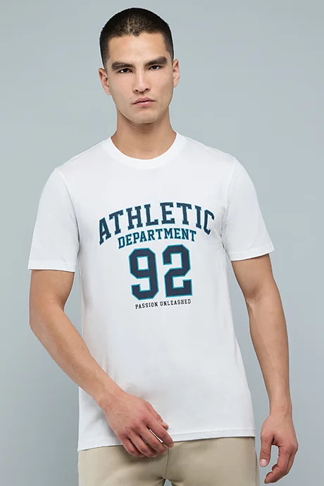 R&B Typography Print T-Shirt with Crew Neck and Short Sleeves