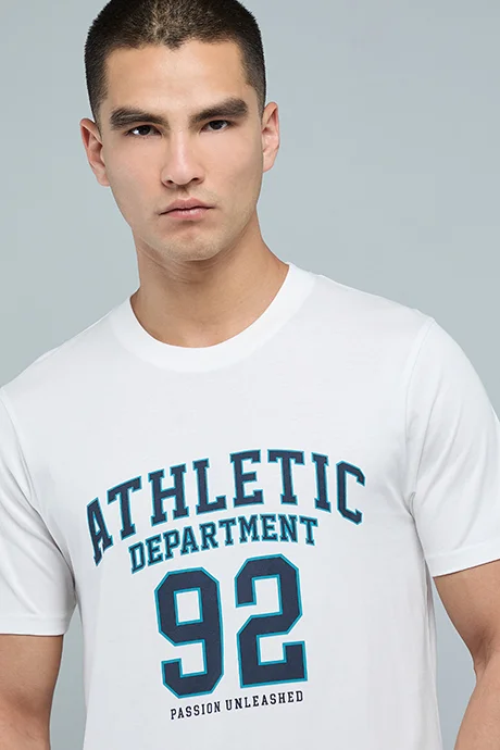 R&B Typography Print T-Shirt with Crew Neck and Short Sleeves