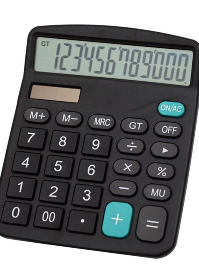 Meichoon KA08 12 Digit Calculator with Solar Battery Dual Financial Power and Large Standard Function for Office Professional Multifunction Calculator KA08 Black - Image 1