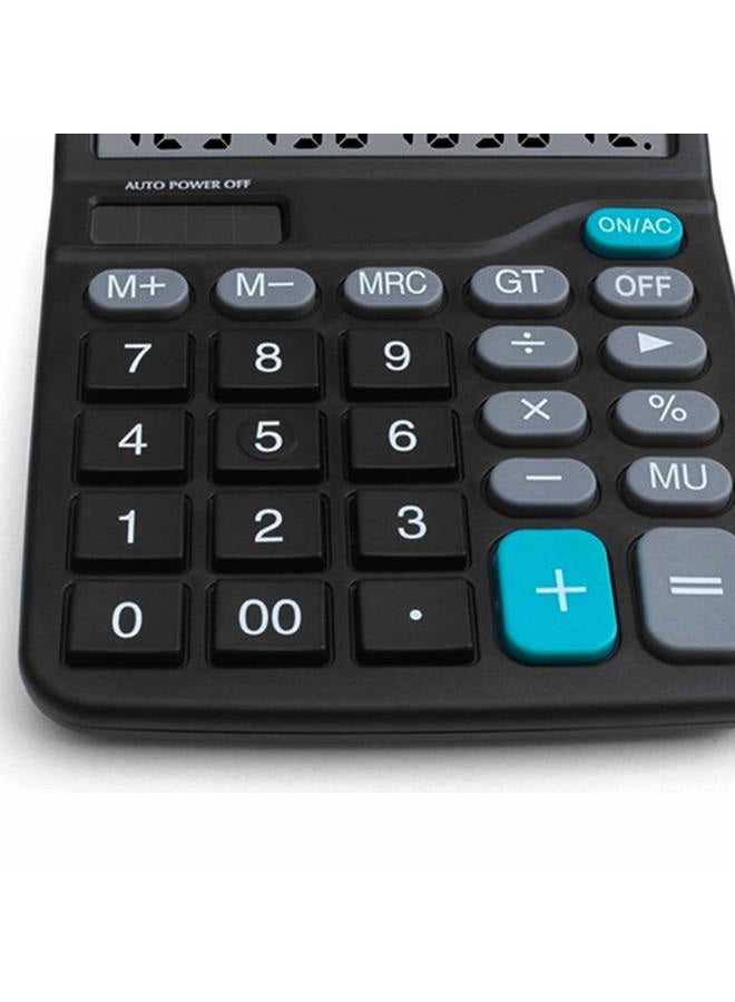 Meichoon KA08 12 Digit Calculator with Solar Battery Dual Financial Power and Large Standard Function for Office Professional Multifunction Calculator KA08 Black - Image 2
