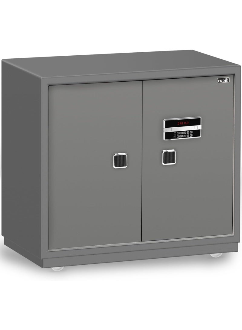 Rubik Double Door Cabinet Safe Box 1 Meter Tall, Digital and Key Lock, for Home Office RB-100BMG Grey (100 X 90 CM)  - Image 1