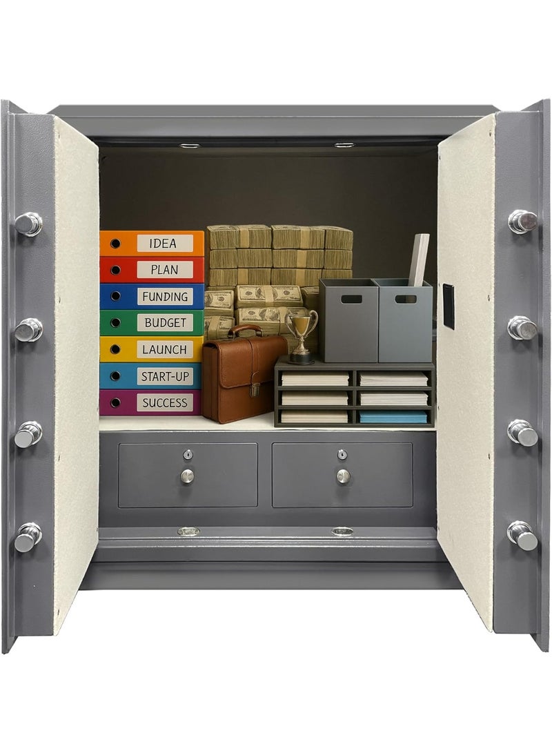 Rubik Double Door Cabinet Safe Box 1 Meter Tall, Digital and Key Lock, for Home Office RB-100BMG Grey (100 X 90 CM)  - Image 5