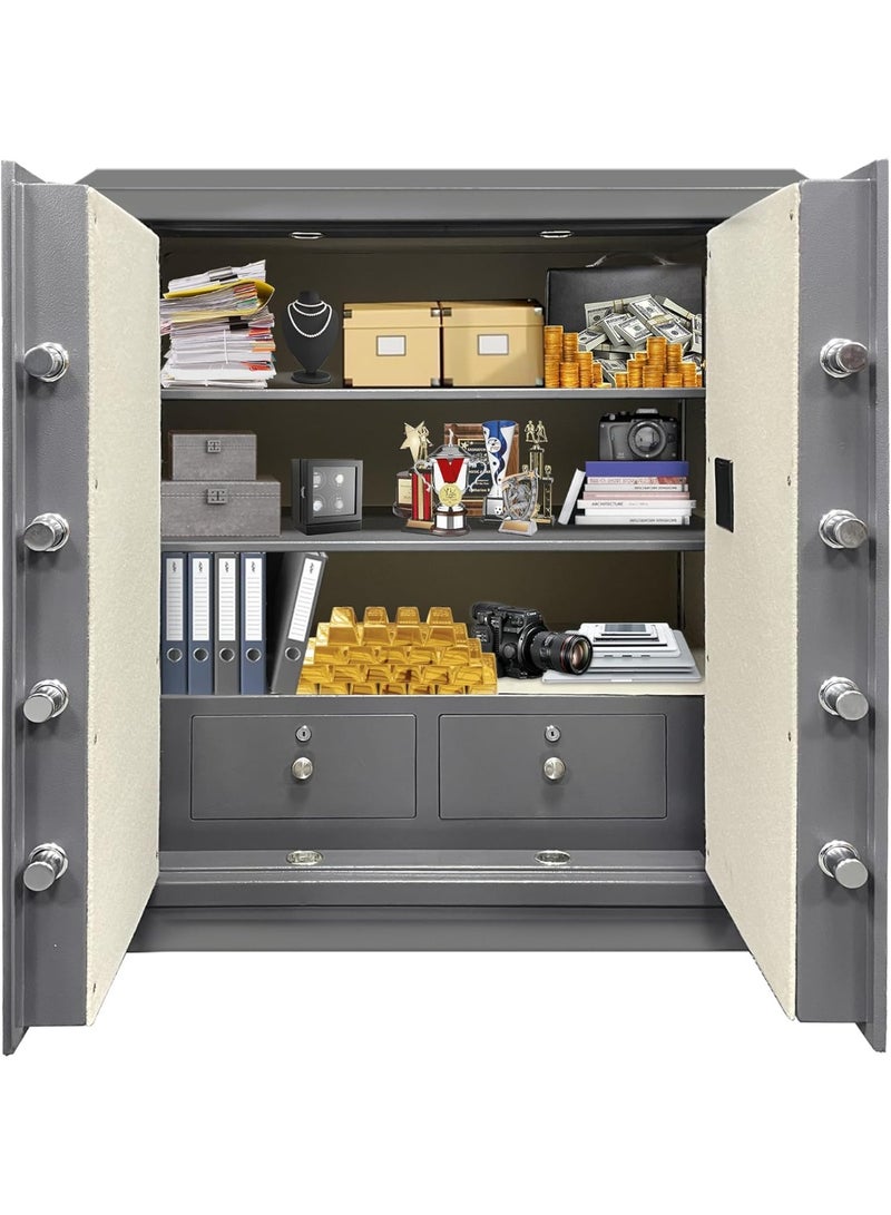 Rubik Double Door Cabinet Safe Box 1 Meter Tall, Digital and Key Lock, for Home Office RB-100BMG Grey (100 X 90 CM)  - Image 3