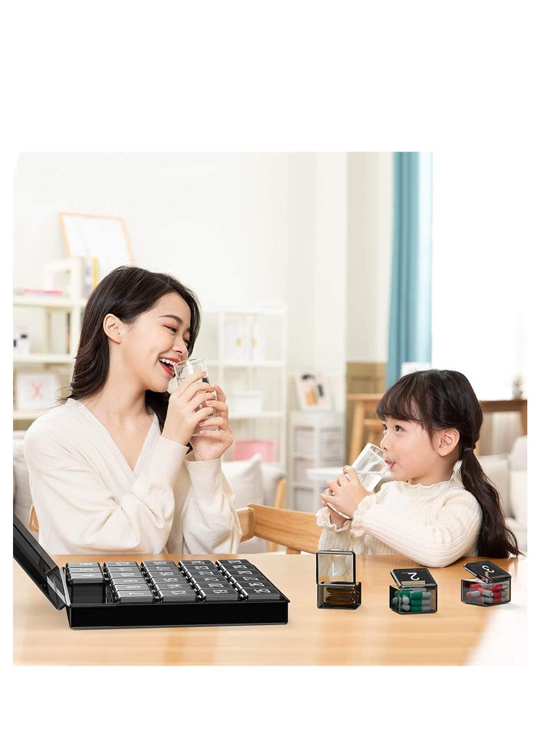 SYOSI - Monthly Pill Organiser Once a Day - 30 Day Pill Organiser Box - Easy to Open - Large Compartments Portable Case for Travel, Month Pill Cases Medicine Organiser (L) (Black) - Image 1