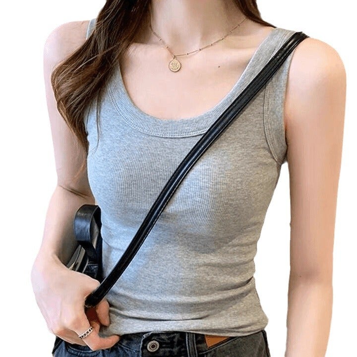 Women's Summer Ice Silk Ribbed Sleeveless Cami Top Slim Fit Plus Size - Image 5
