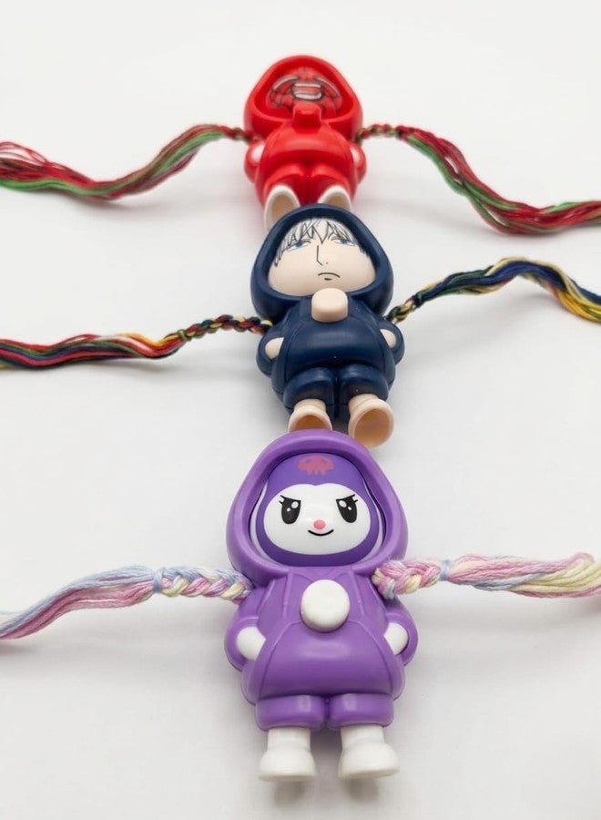 Sesonby Set of 2 Assorted Cartoon Character Face Changer Rakhi for Kids with Keychain & Roli-Chawal, Keychain Holder Rakhi Set for Bhai Brothers, Raksha Bandhan Gift Set for - Image 5
