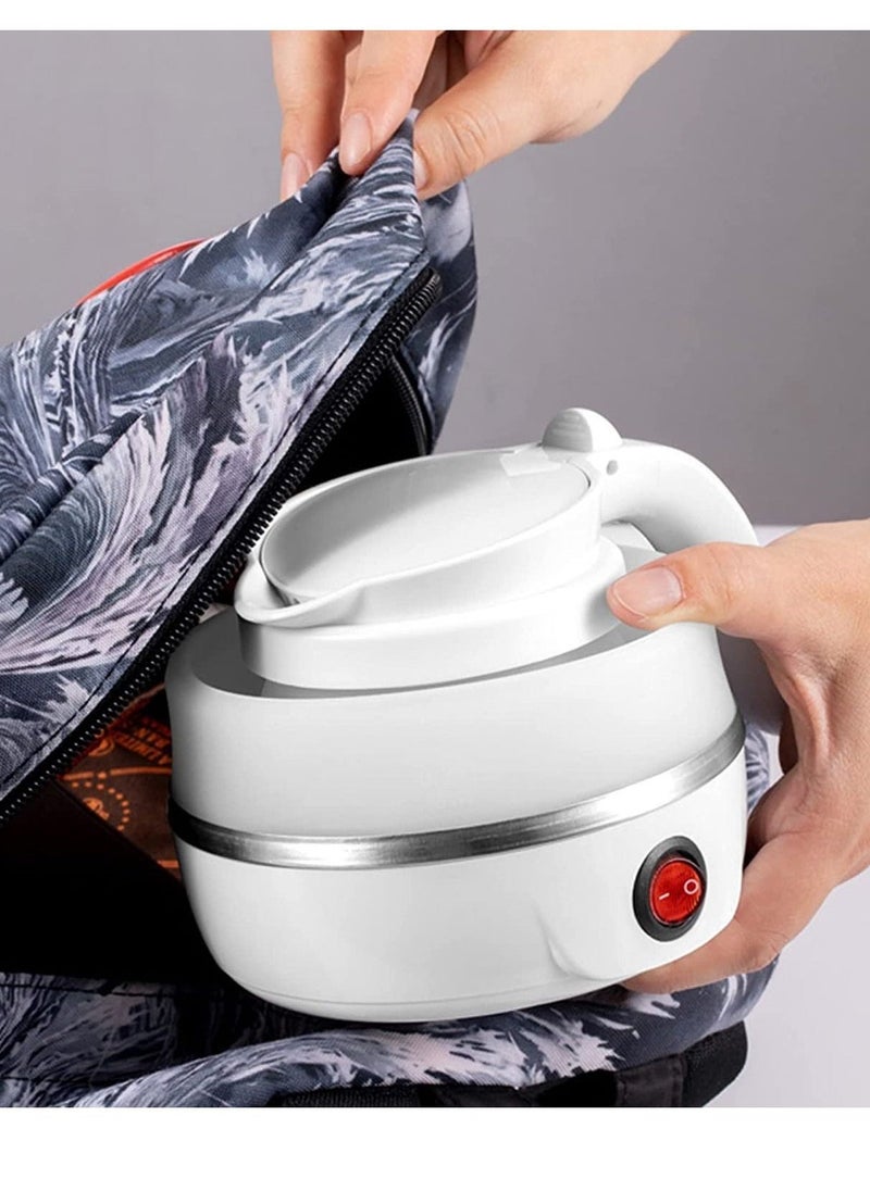 600ml Portable Folding Electric Kettle, Food Grade Silicone Kettle with Separable Power Cord, Mini Collapsible Water Container for Home Kitchen Outdoor (White) - Image 3