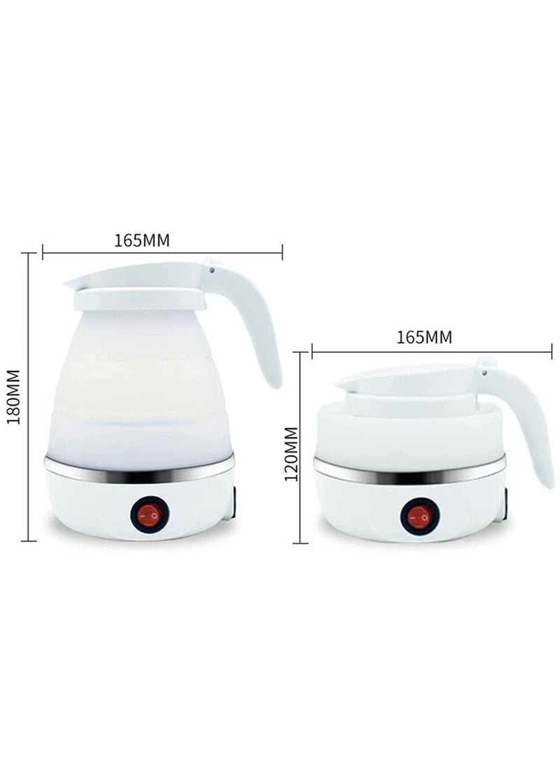 600ml Portable Folding Electric Kettle, Food Grade Silicone Kettle with Separable Power Cord, Mini Collapsible Water Container for Home Kitchen Outdoor (White) - Image 2