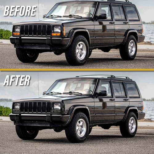 USR UNIQUE STYLE RACING DEPO 4 Pieces COMBO Smoke Bumper Turn Signal Lights + Corner Side Marker Lamp Set (Left + Right) Compatible with 1997-2001 Cherokee XJ Chassis - Image 4