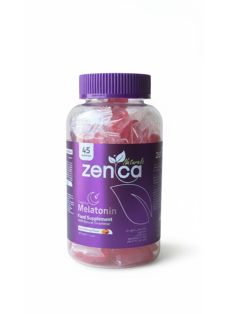 زينكا ناتشرلز زينكا ميلاتونين قطع مضغ مكمل غذائي للمساعدة على النوم بنكهة المانجو الاستوائية - 45 قطعة جيلاتينية - Image 1