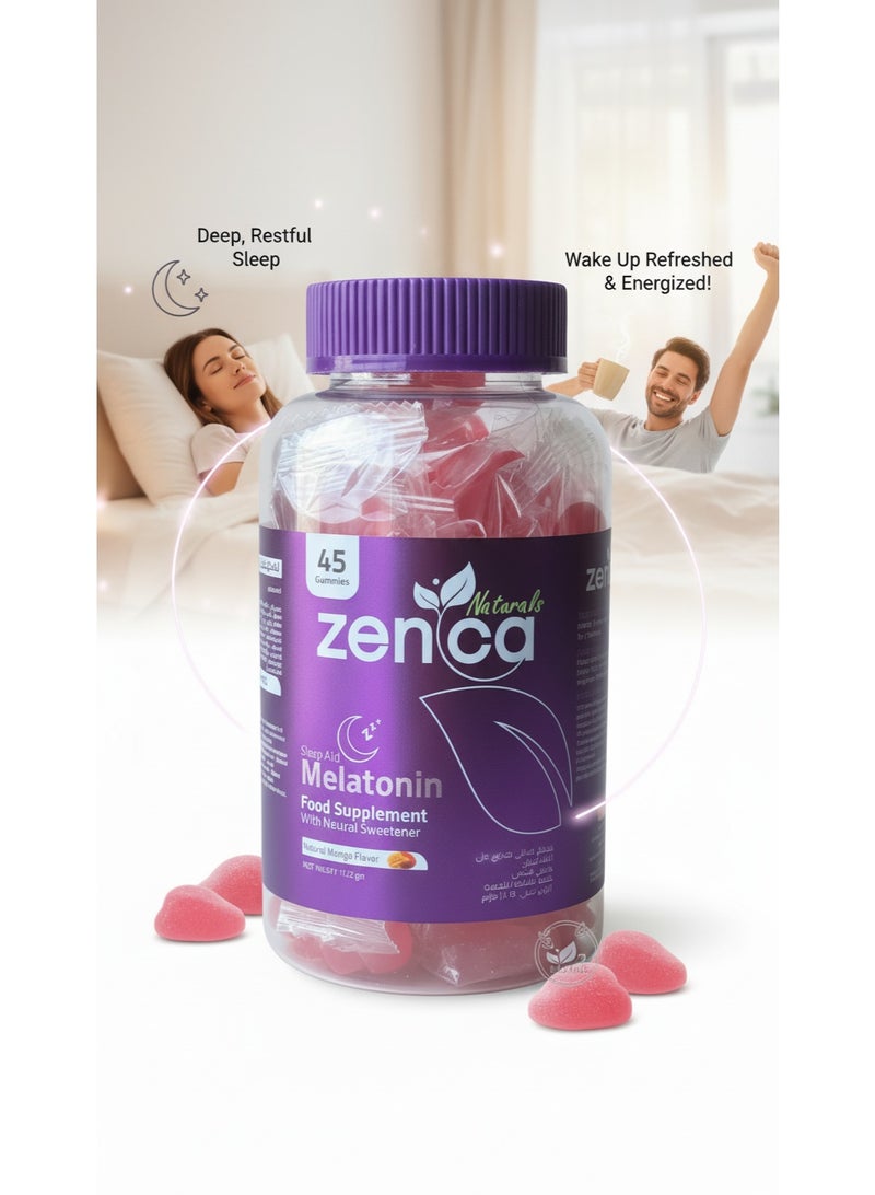 زينكا ناتشرلز زينكا ميلاتونين قطع مضغ مكمل غذائي للمساعدة على النوم بنكهة المانجو الاستوائية - 45 قطعة جيلاتينية - Image 3
