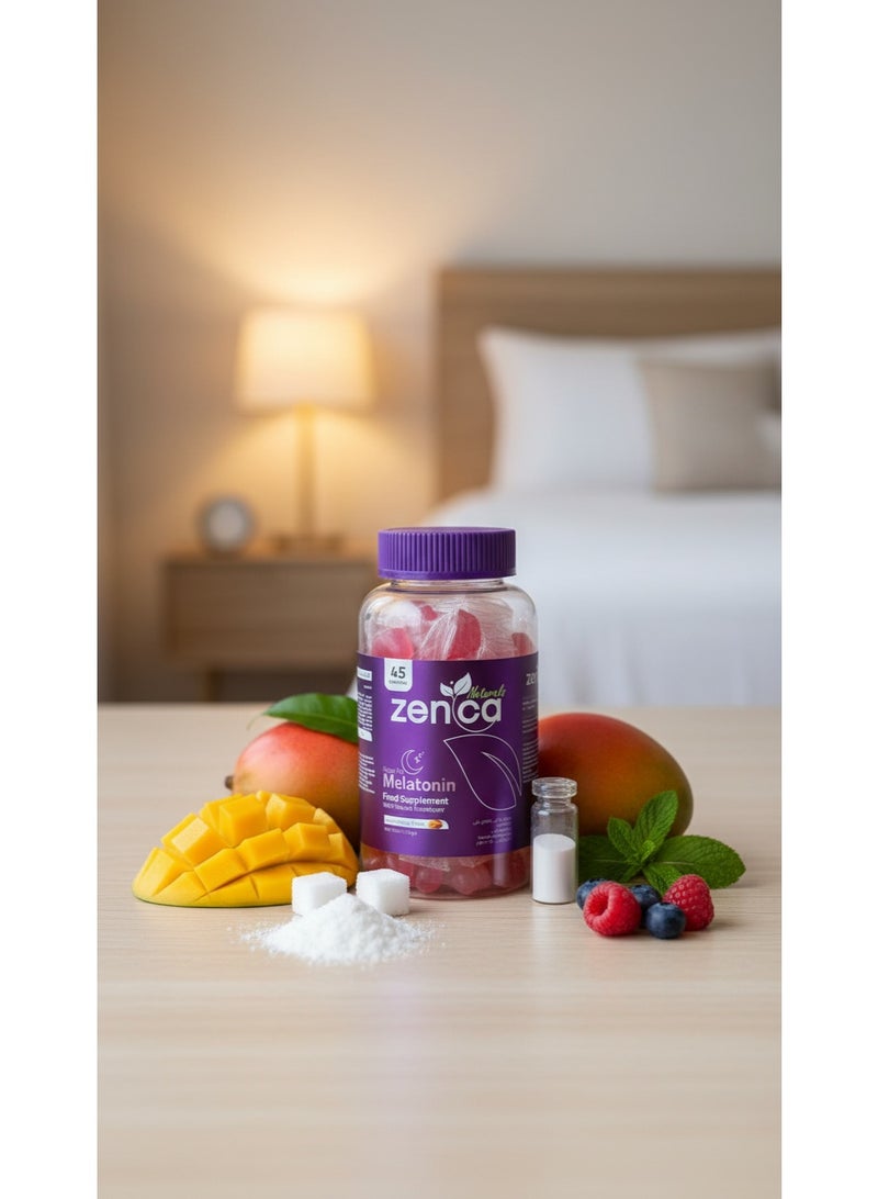 زينكا ناتشرلز زينكا ميلاتونين قطع مضغ مكمل غذائي للمساعدة على النوم بنكهة المانجو الاستوائية - 45 قطعة جيلاتينية - Image 2
