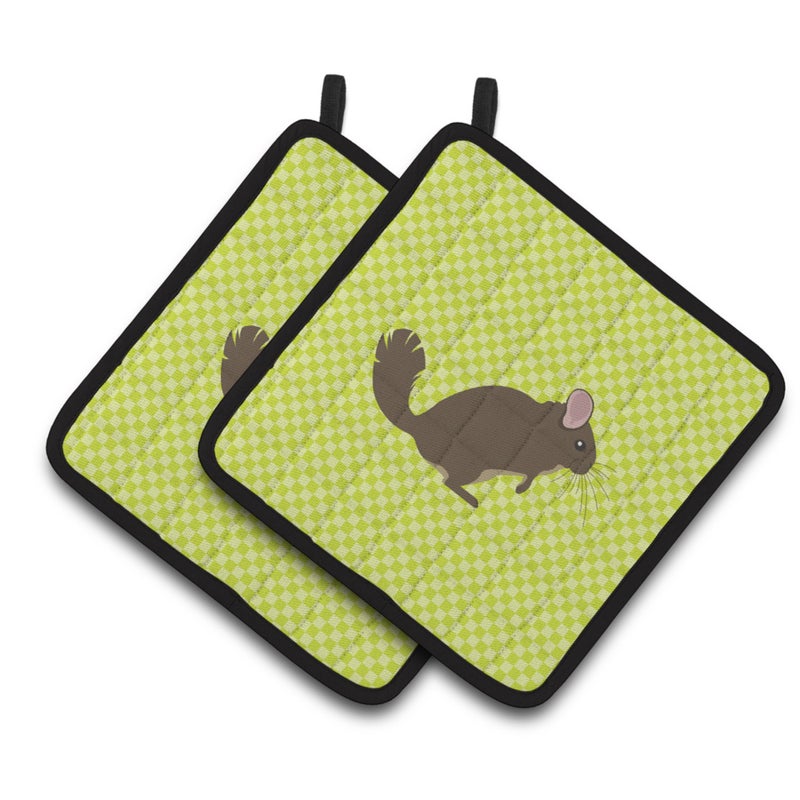 Caroline's Treasures ""Caroline's Treasures Chinchilla Green Decorated Pot Holder  7.5"""" x 7.5"""""" 