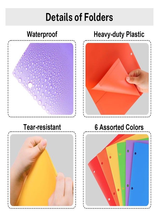 FUCDTEFC 6 Pack File Folders with Pockets and Business Card Holder, Plastic Colored File Folders for Documents, Cute Pastel Decorative Folders for Filing Cabinet, School, Office, Business Resume - Image 4