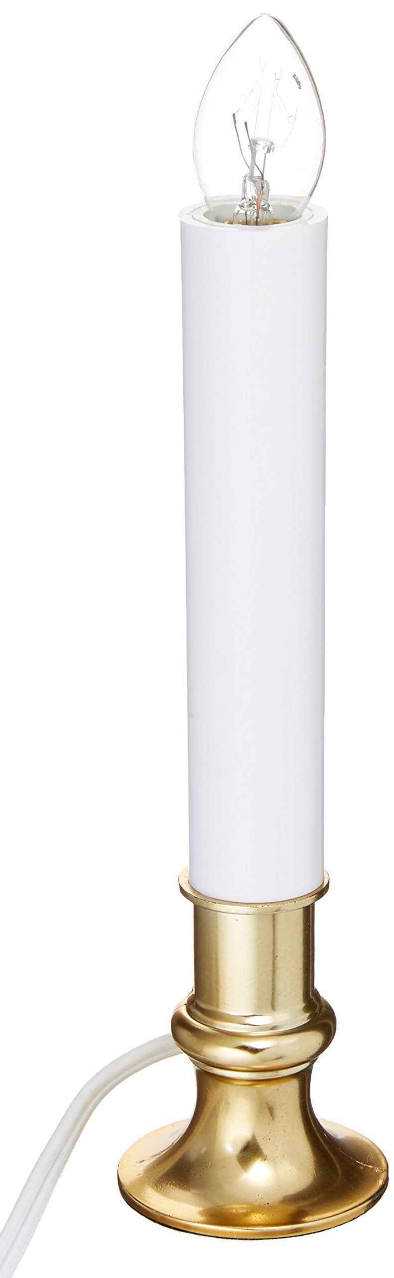 Brite Star Electric Window Candle Lamp - Perfect for Windows, Kitchen & Christmas Decor - Plug in 10 inch Brass Plated Base, White Candle Light, On/Off Switch - Image 4