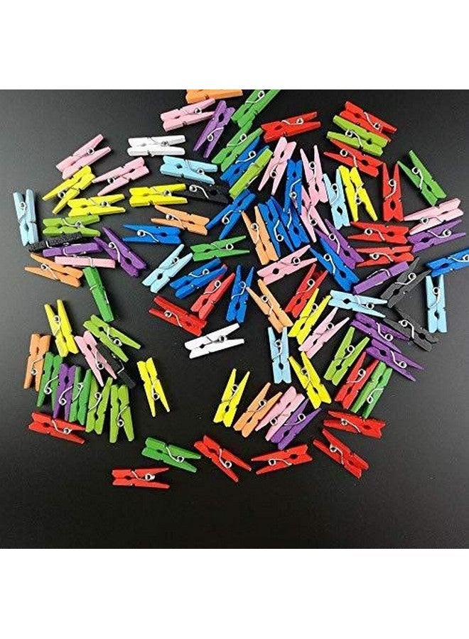 3A Featuretail 1 Inch Multicolored Wooden Photo Paper Clips for Crafts, Decoration and DIY Projects (Multicolor 1Inch, Pack of 100pc) - Image 2