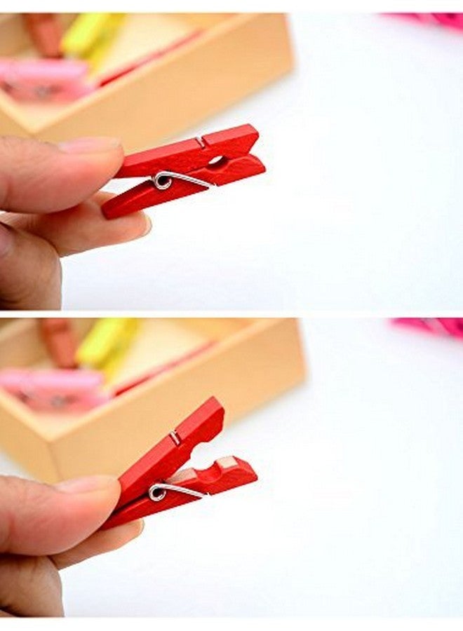 3A Featuretail 1 Inch Multicolored Wooden Photo Paper Clips for Crafts, Decoration and DIY Projects (Multicolor 1Inch, Pack of 100pc) - Image 5