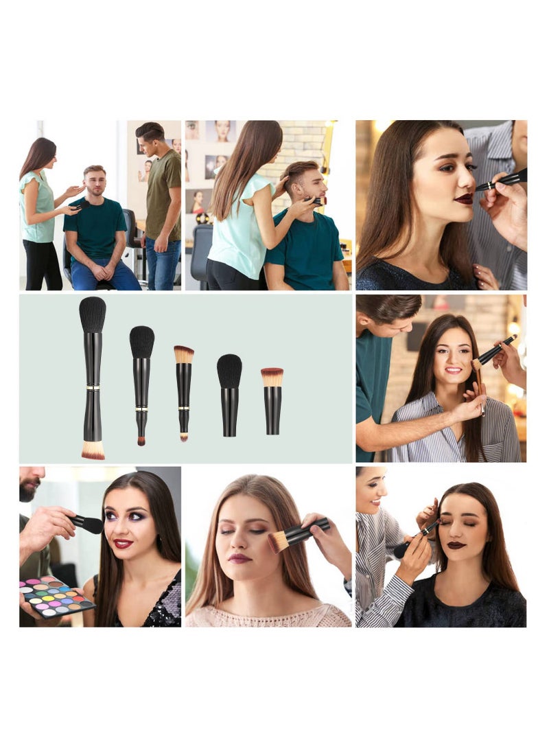 SYOSI 4-in-1 Double Ended Makeup Brush Set Detachable Travel Foundation Brush Eyeshadow Powder Brush Face Cosmetic Brush for Foundation Concealer Blush Powder - Image 5