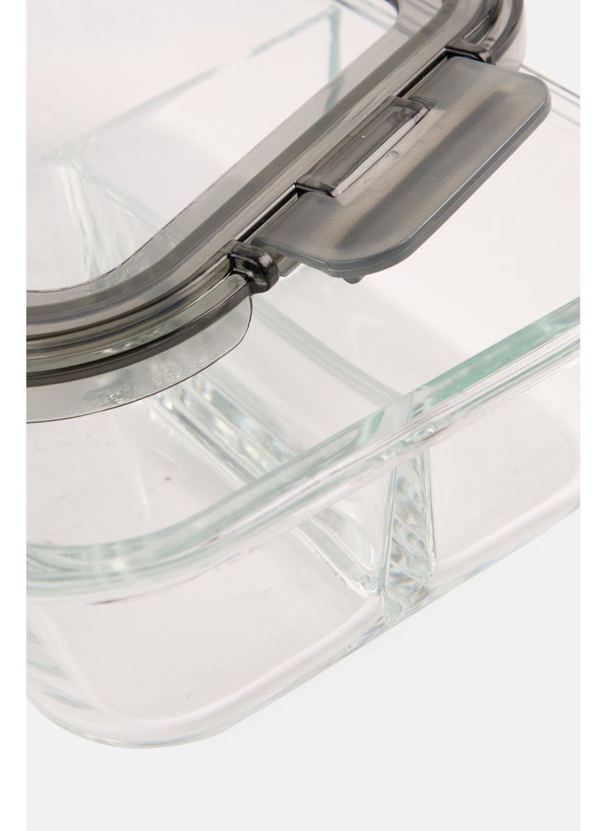 Just Cook Three Compartment Glass Container With Expandable Silicone Lid, Grey  - Image 4